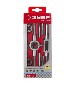 фото Набор метчиков и плашек, 12 предм. (пласт. бокс) ЗУБР 28121-Н12