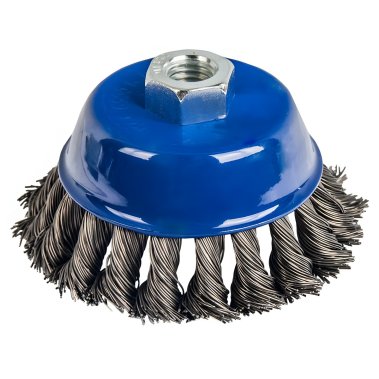 фото Щетка для УШМ 90 мм (чашеобразная, М14, витая сталь) ПРАКТИКА 032-478