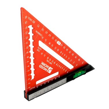 фото Угольник плотницкий 170 мм алюмин. с пузырьковым уровнем. доп. линейкой с двумя шкалами PTR-171