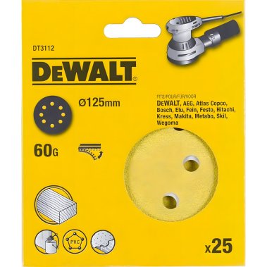 фото Круг шлифовальный 125 мм P60 (1 шт., дерево, краска) DeWalt DT3112