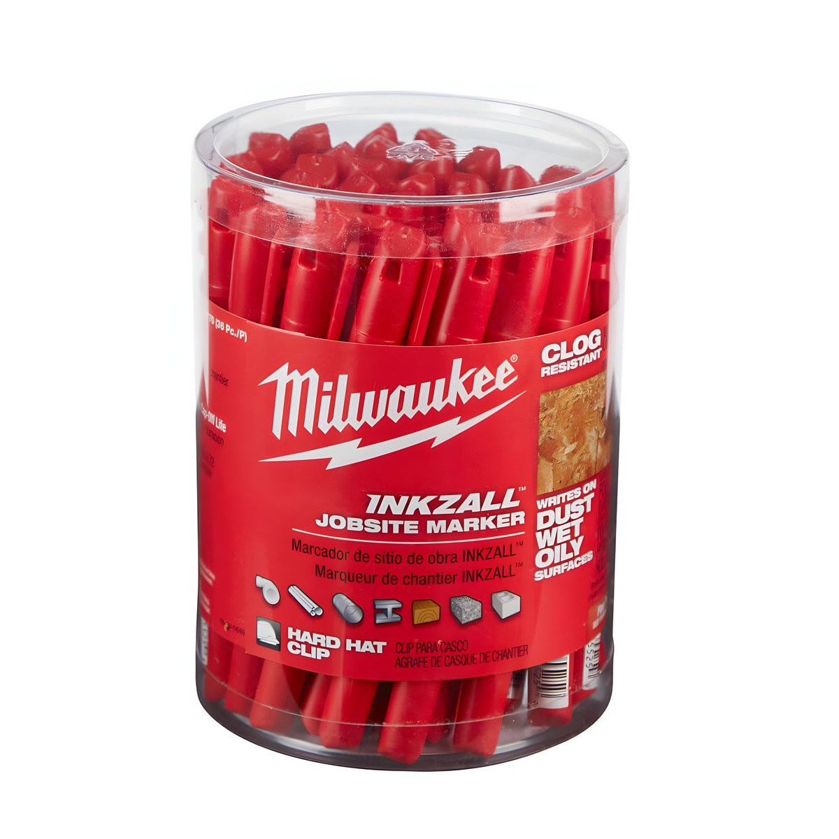 фото Маркер строительный тонкий, красный INKZALL MILWAUKEE 48223170