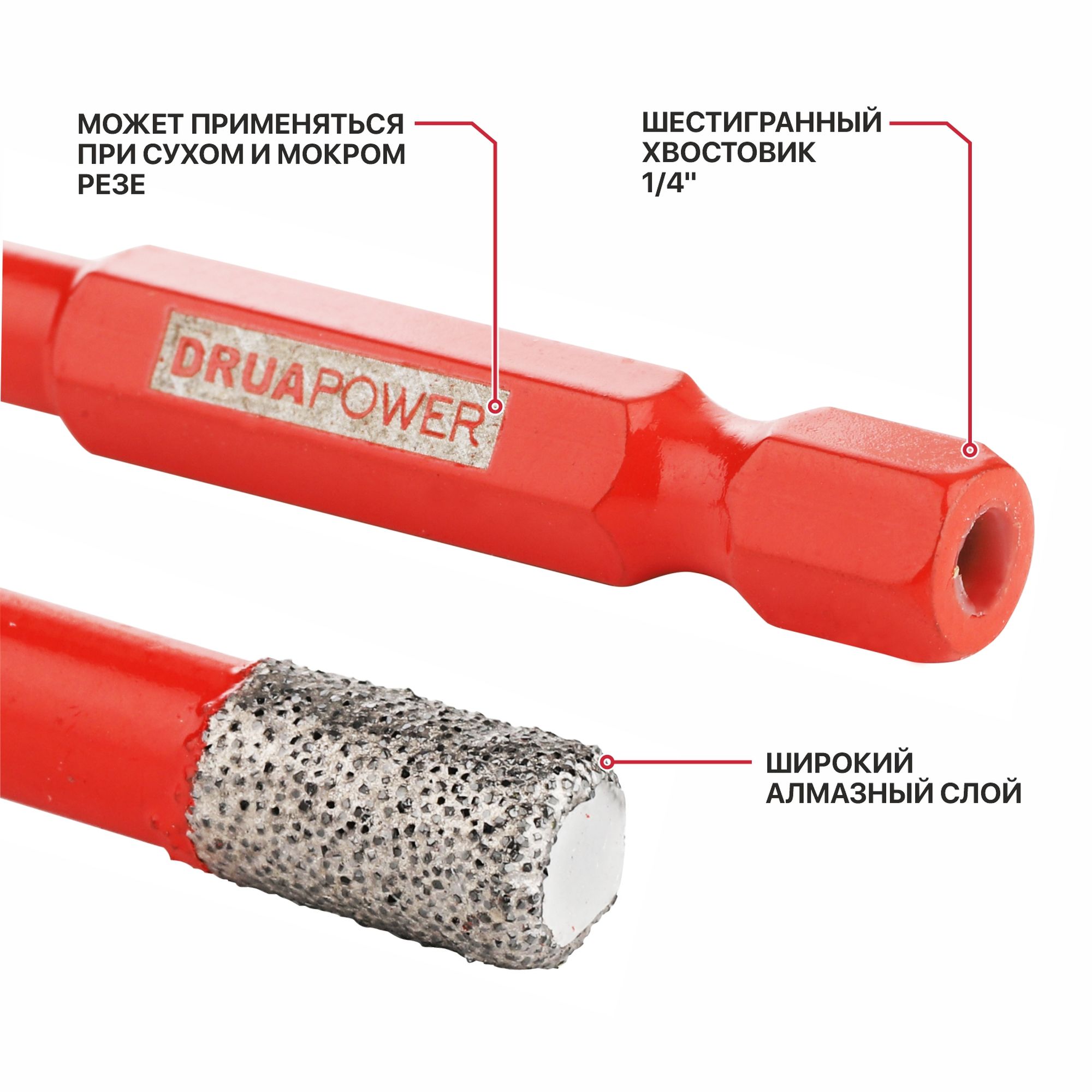 фото Коронка алмазная 8 мм, HEX по керамограниту P.I.T. AMAS17-0008