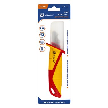 фото Нож электрика 190 мм, диэлектрический (зачистной, лезвие 34 мм) КОБАЛЬТ 921-152