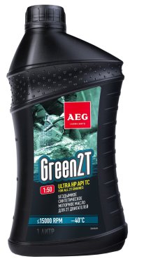 фото Масло AEG Green HP 1 л (синтетическое, для 2-тактных двигателей, зеленое) 33695