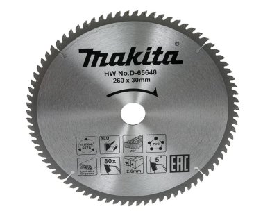 фото Диск пильный 260 х 30 мм 80T, универсальный (алюминий, дерево, пластик) MAKITA D-65648