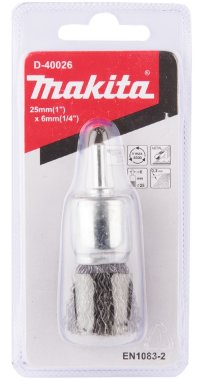 фото Щетка кистевая 25 мм (для дрели, 1/4'', металл) MAKITA D-40026