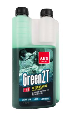 фото Масло AEG Green HP 1 л, с дозатором (синтетическое, для 2-тактных двигателей, зеленое) 33696