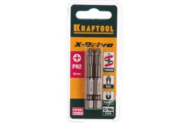 фото Биты PH 2 х 50 мм (2 шт., торсионные) X-Drive KRAFTOOL 26121-2-50-2