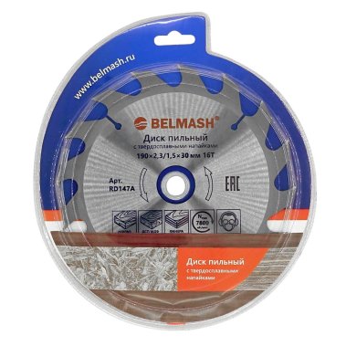 фото Диск пильный 190 х 2.3/1.5 х 30/20/16 мм 16T (дерево) BELMASH RD147A