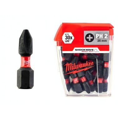 фото Насадка PH 2 х 25 мм (25 шт.) Shockwave MILWAUKEE 4932430853