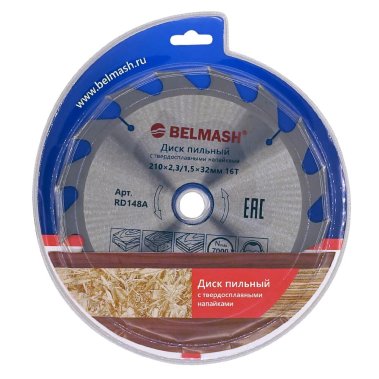 фото Диск пильный 210 х 2.3/1.5 х 32/30 мм 16T (дерево) BELMASH RD148A