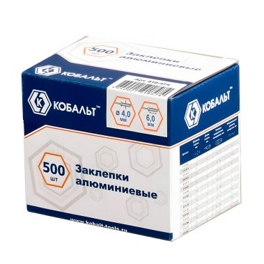 фото Заклепки вытяжные 4,0 х 6 мм (500 шт., алюминий) КОБАЛЬТ 918-474