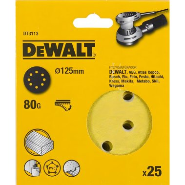 фото Круг шлифовальный 125 мм P80 (1 шт., дерево, краска) DeWalt DT3113-QZ