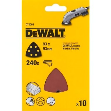 фото Лист шлифовальный, дельта 93 мм P240 (10 шт.) DeWalt DT3095-QZ