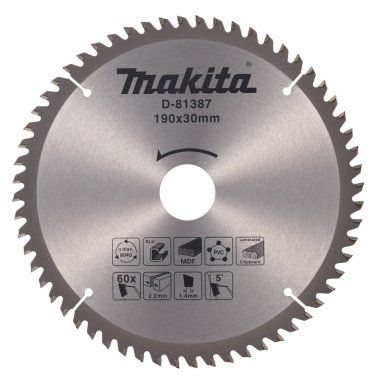 фото Диск пильный 190 x 30 мм 60T (алюминий, дерево, пластик) MAKITA D-81387