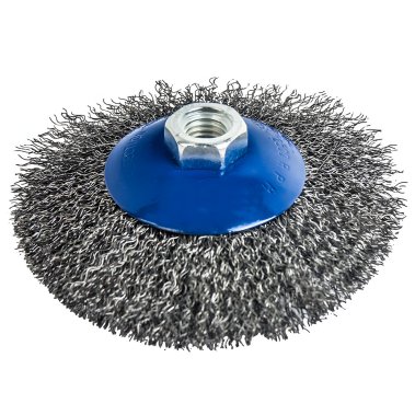 фото Щетка для УШМ 125 мм (коническая, М14, сталь) ПРАКТИКА 032-492