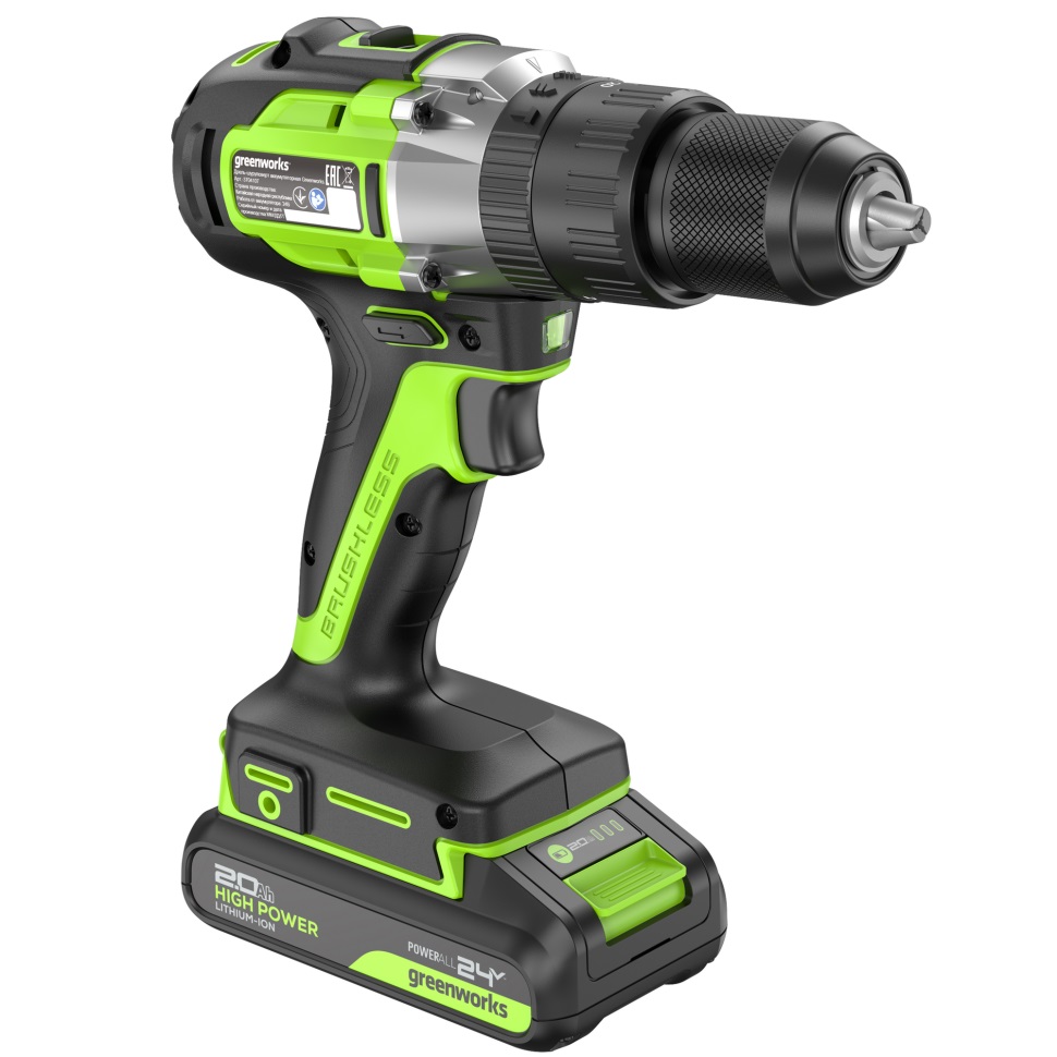 фото Дрель-шуруповерт аккумуляторная ударная GREENWORKS GD24DD60 3704107CUA