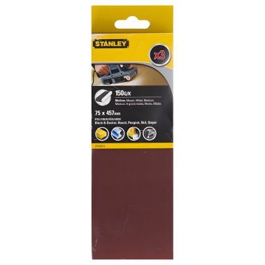 фото Лента шлифовальная 75 х 457 мм P150 (3 шт.) STANLEY STA33111