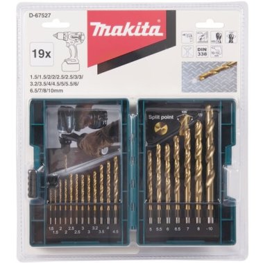 фото Набор сверл по металлу 19 шт. (1.5-10 мм) HSS-TIN Economy MAKITA D-67527