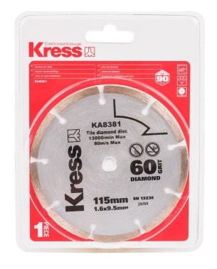 фото Диск алмазный 115 х 1.6 х 9.5 мм, с напылением KRESS KA8381