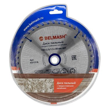 фото Диск пильный 190 х 2.5/1.5 х 30/20/16 мм 42T (дерево) BELMASH RD131A