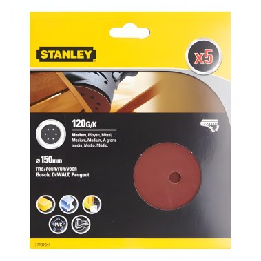фото Круг шлифовальный 150 мм P120 (5 шт., для ЭШМ) STANLEY STA32347