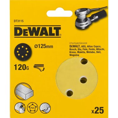 фото Круг шлифовальный 125 мм P120 (1 шт., дерево, краска) DeWalt DT3115