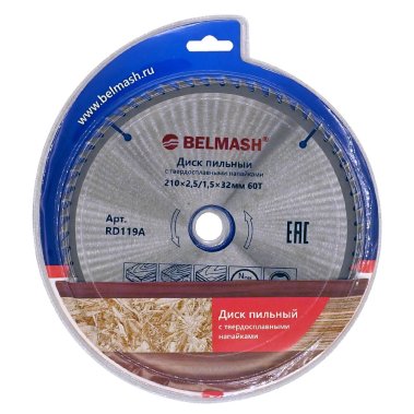 фото Диск пильный 210 х 2.5/1.5 х 32/30 мм 60T (дерево) BELMASH RD119A