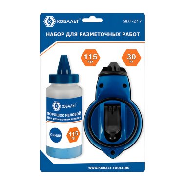 фото Шнур разметочный 30 м + порошок (синий, 115 гр.) КОБАЛЬТ 907-217