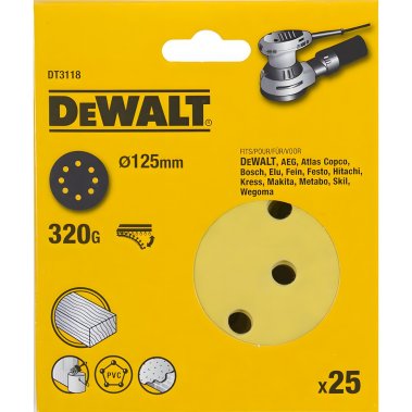 фото Круг шлифовальный 125 мм P320 (1 шт., дерево, краска) DeWalt DT3118