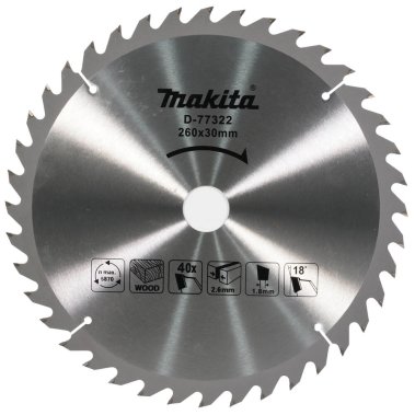 фото Диск пильный 260 х 30 мм 40T MAKITA D-77322