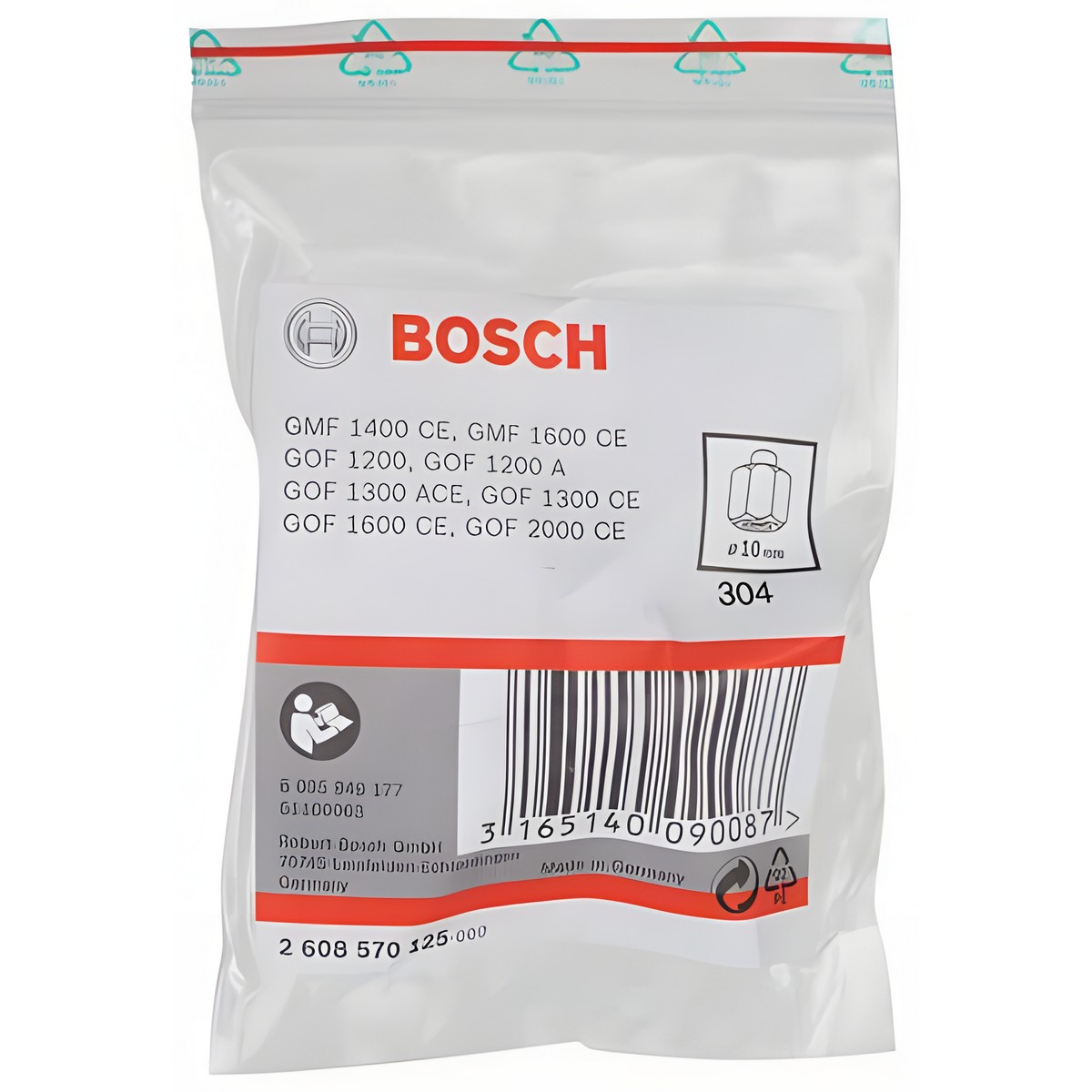 фото Цанга зажимная 10 мм с гайкой (для GOF/GMF) BOSCH 2608570125