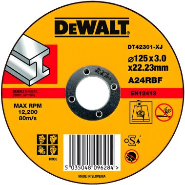 фото Диск отрезной 125 х 3.0 х 22.2 мм (металл) DeWalt DT42301