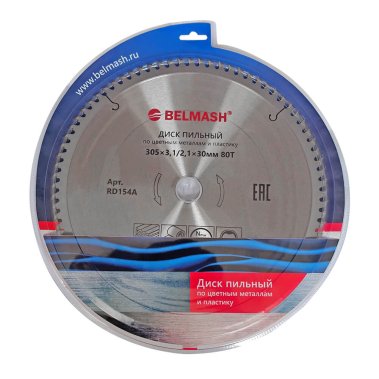 фото Диск пильный 305 х 3.1/2.1 х 30 мм 80T (цвет. металл, пластик) BELMASH RD154A