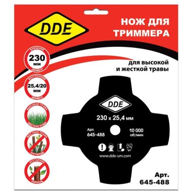 фото Нож для триммера DDE GRASS CUT 230х25,4 мм, 4-лопастной 645-488