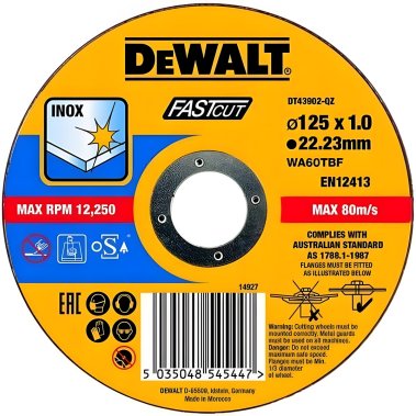 фото Диск отрезной 125 х 1.0 х 22.2 мм (тип 4, быстр. рез) DeWalt DT43902