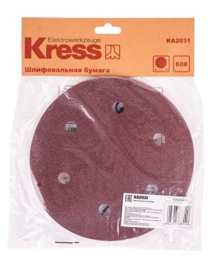 фото Листы шлифовальные 225 мм P60 (5 шт., с перфорацией) KRESS KA2031