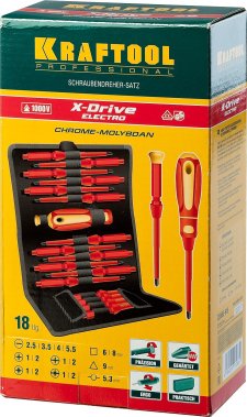 фото Набор диэлектрических отверток, 18 пр. X-Drive Electro KRAFTOOL 220092-H18