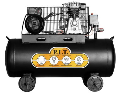 фото Компрессор электрич. масляный P.I.T. PAC100-C (2,5кВт, 3,4лс, 330 л/мин, 100л, 2 цил, 2 вых, евро)