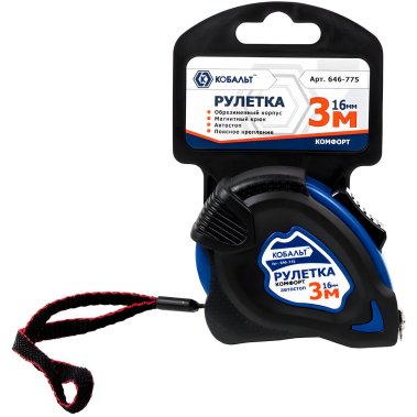 фото Рулетка 3 м х 16 мм Комфорт КОБАЛЬТ 646-775