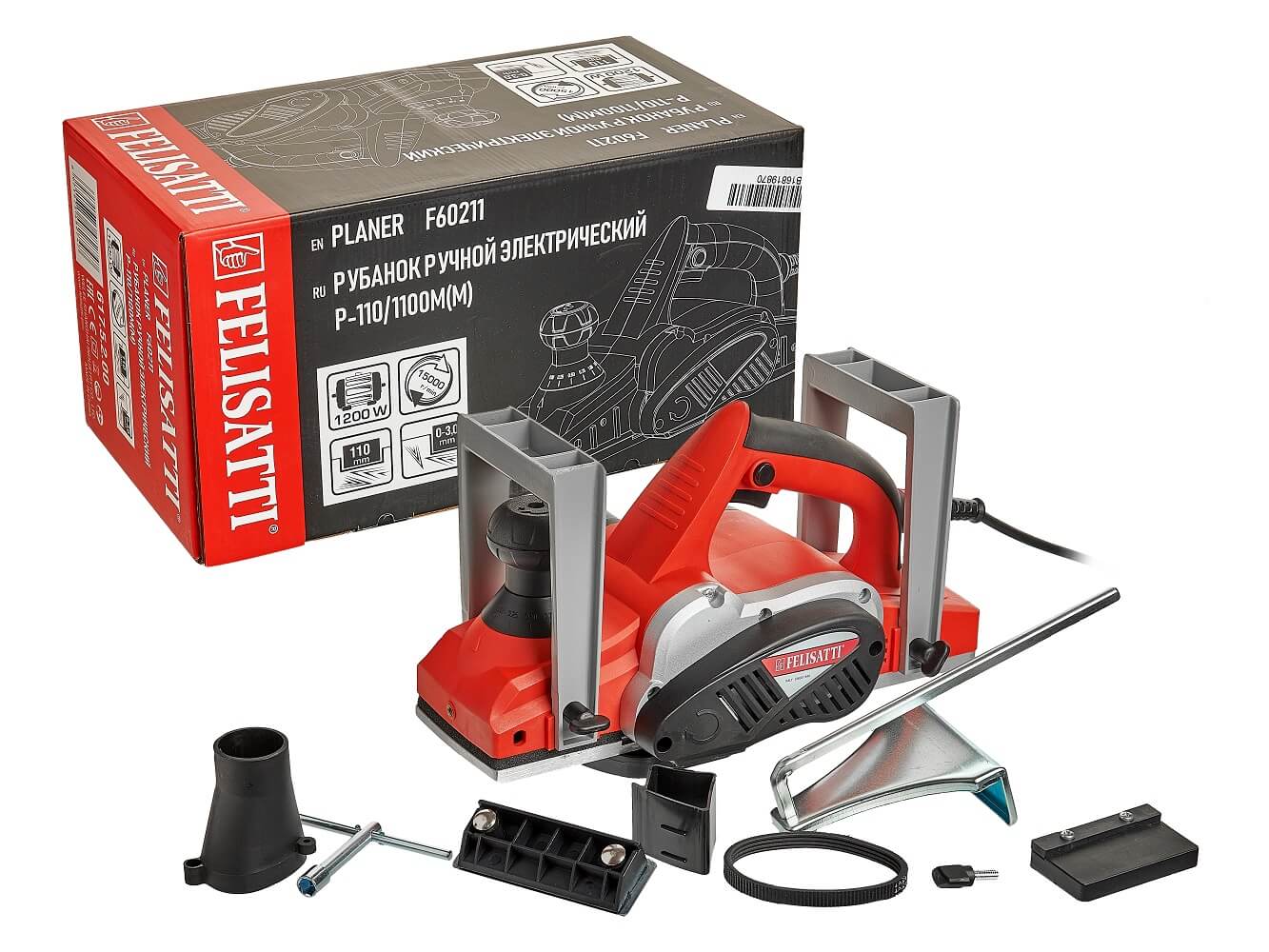 фото Рубанок FELISATTI FT6003 HD (1200ВТ, 110нож, 0-3мм)