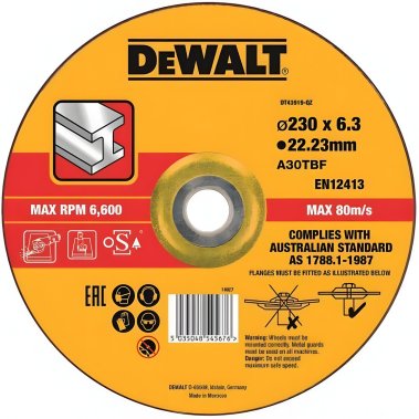 фото Диск отрезной 125 х 3.0 х 22.2 мм (металл, тип 42) DeWalt DT43911