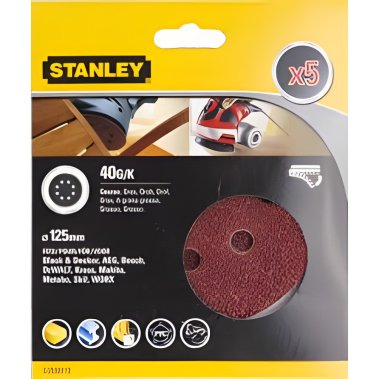 фото Круг шлифовальный 125 мм P40 (5 шт., для ЭШМ) STANLEY STA32177