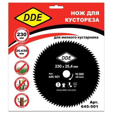 фото Нож для триммера DDE WOOD CUT 230х25,4 мм, 60 зубьев 645-501