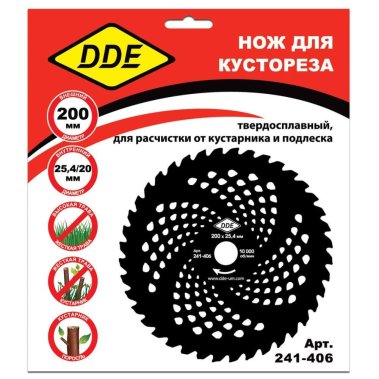 фото Нож для кустореза DDE WOOD CUT 200х25,4/20 мм, 40 зубьев, твердосплавный 241-406