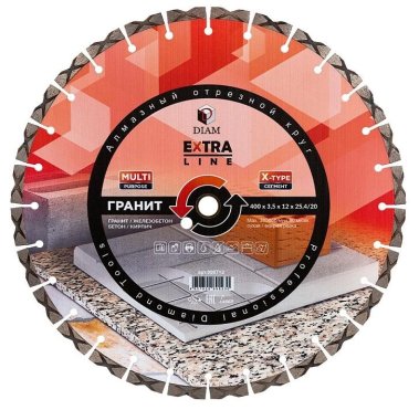 фото Диск алмазный 400 х 3.5 х 12 х 25.4/20 мм ExtraLine (гранит) DIAM 000712