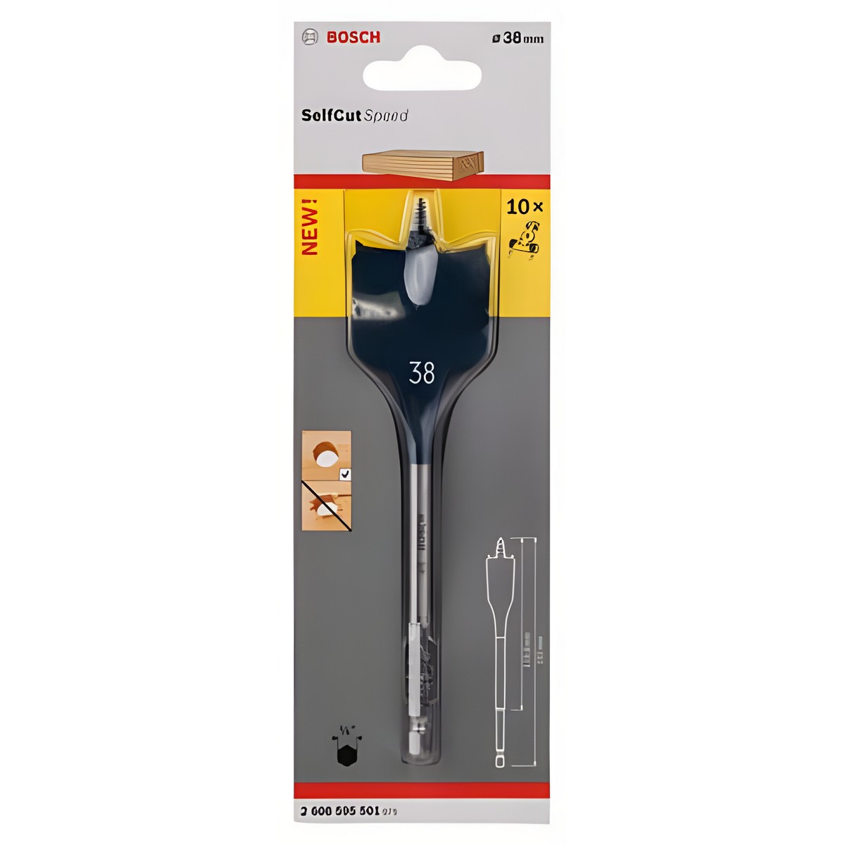 фото Сверло по дереву перовое 38 х 152 мм Self Cut Speed BOSCH 2608595501