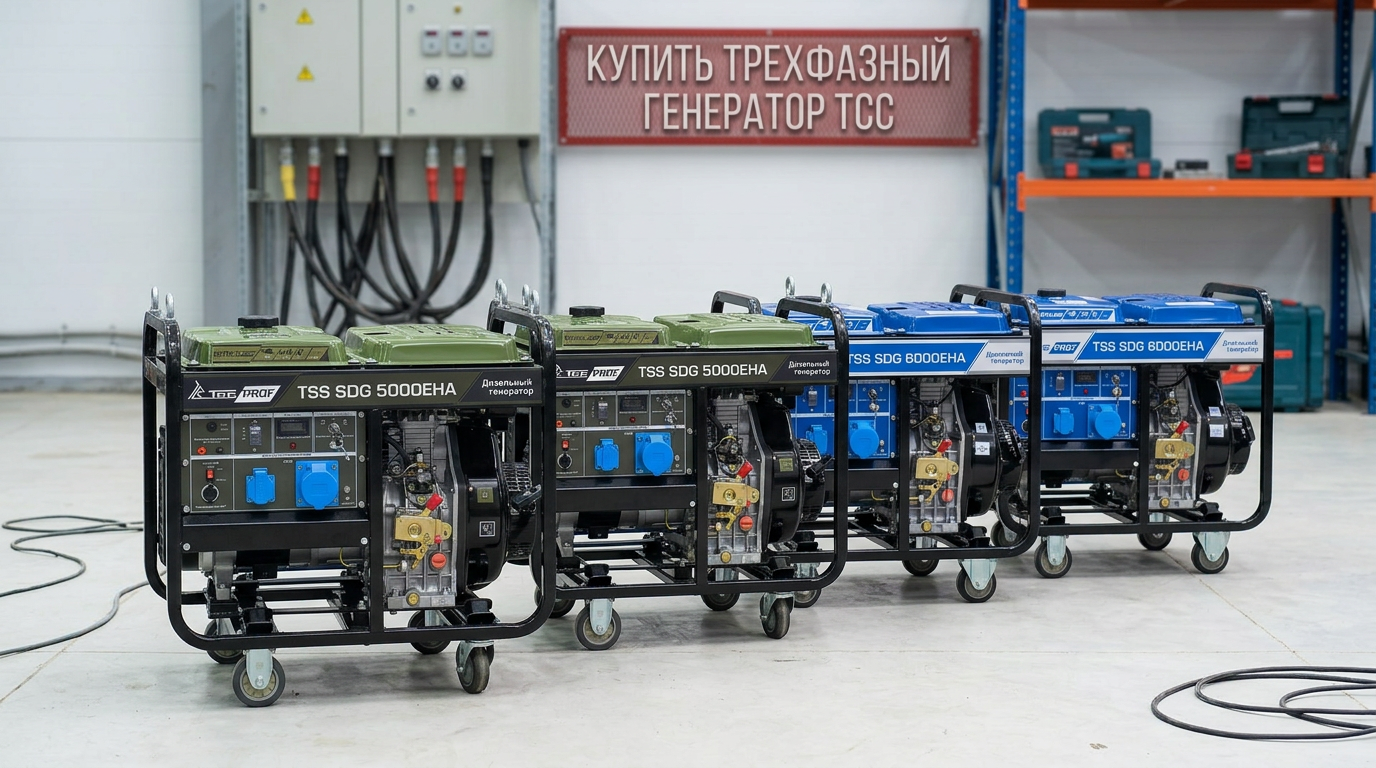 Купить трехфазный генератор ТСС 380В | Как выбрать для стройки и цеха