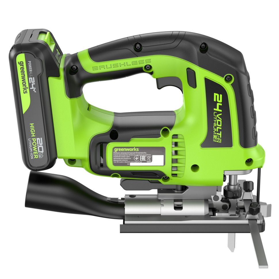 фото Лобзик аккумуляторный GREENWORKS GD24JS120K2 3601407CUA