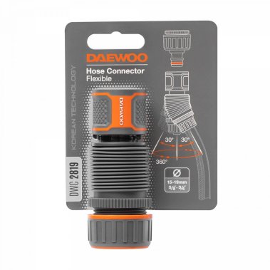 фото Коннектор для шланга гибкий 15 - 19 мм (5/8'' - 3/4'', угол поворота 30*) DWC 2819 DAEWOO